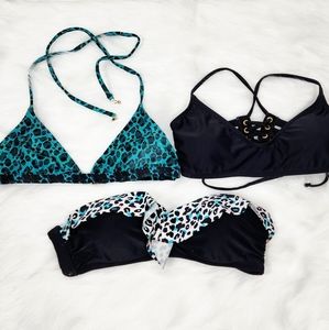 3 piece Swim top Bundle. Size Medium. Teal & black.